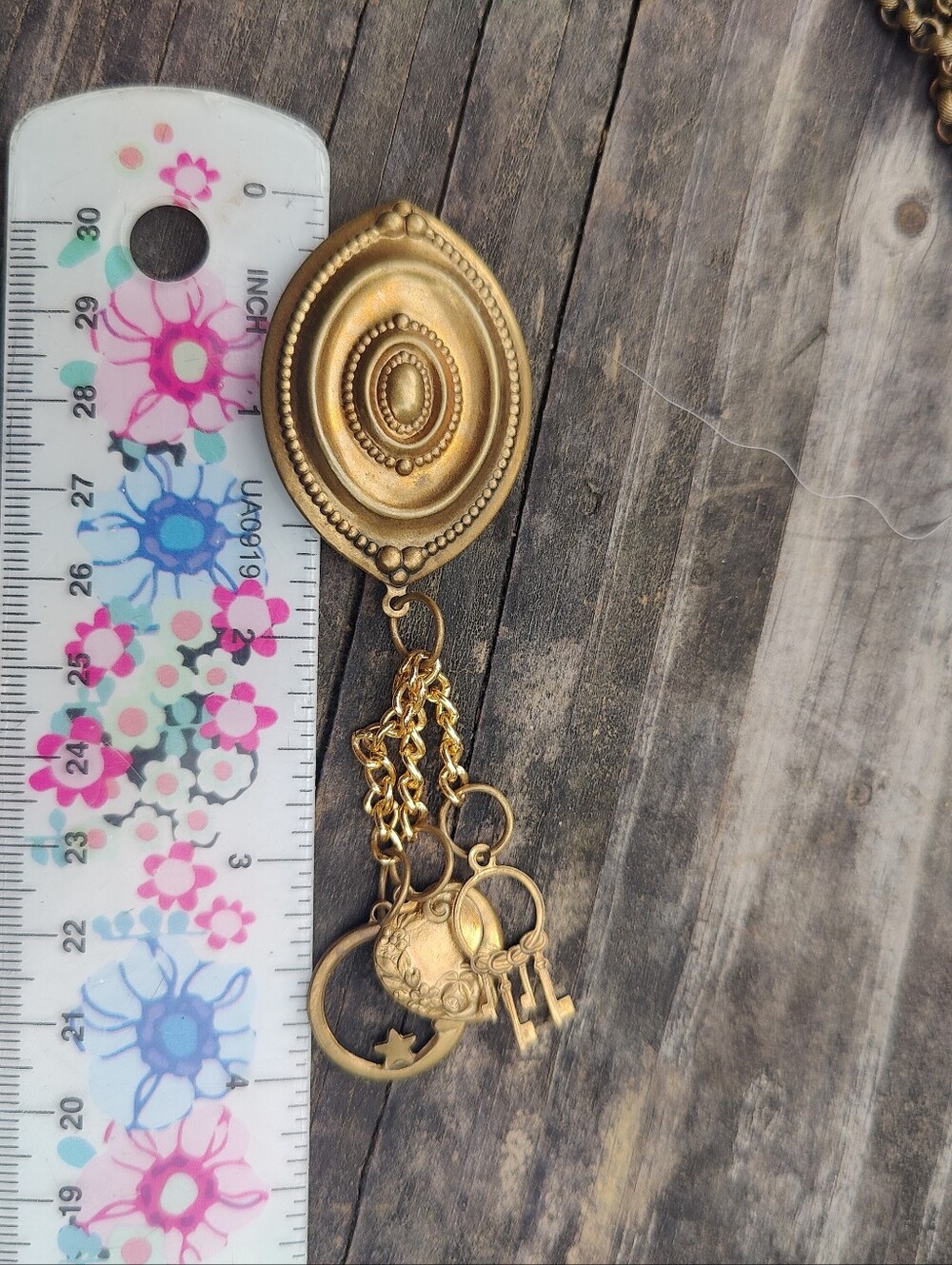 Antique Repurposed Celestial Chatelaine Brooch - Picture 7 of 8